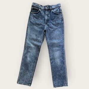 Lee Jeans Youth Girls Sz 14M Blue Denim Stone Wash Straight Mid-rise VTG USA